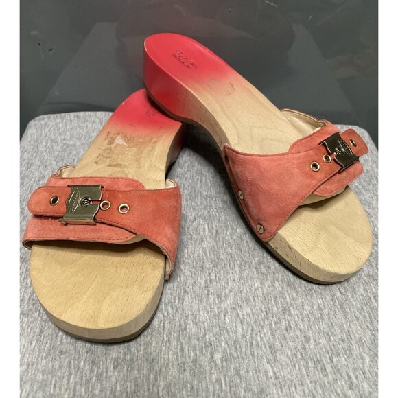 Dr Scholls Classic Original Collection Size 9 Wooden Sandals Red Ombré Leather - Picture 1 of 16